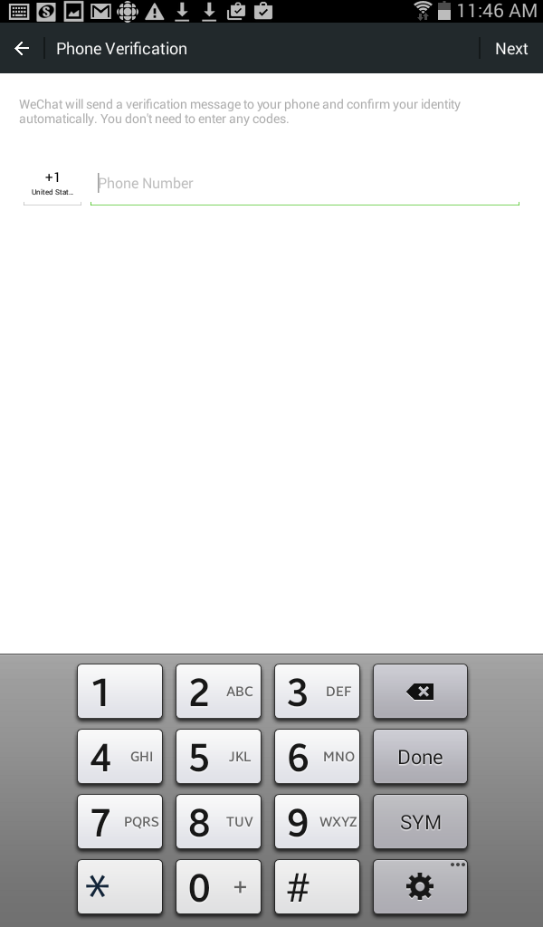 wechat sign up with phone number
